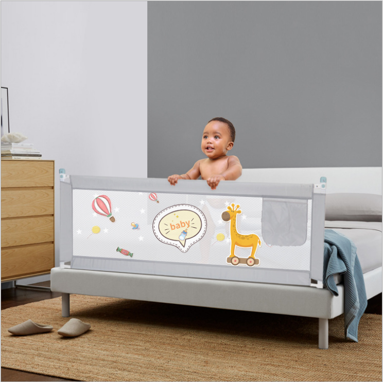 Baby Bed Safety Guardrail – Vertically Liftable Anti-Fall Fence with Double Button Lock | Adjustable Bed Rail for Toddlers