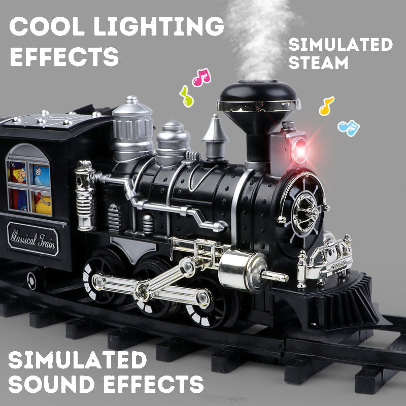 Children’s Remote Control Steam Train with Extra-Long Track – Electric Toy Train & Creative Building Kit