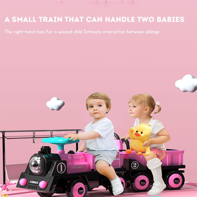 Children Electric Ride On Train Toy Remote Control Electric Train Double Seat Toy Car Sliding Car