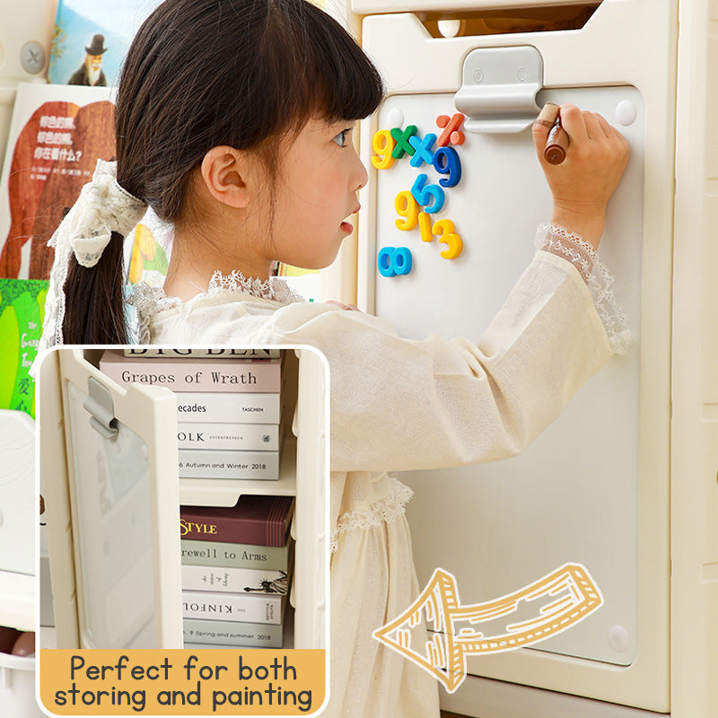 Kids Toy Storage Organizer - Book Shelf & Rack with Whiteboard for Children