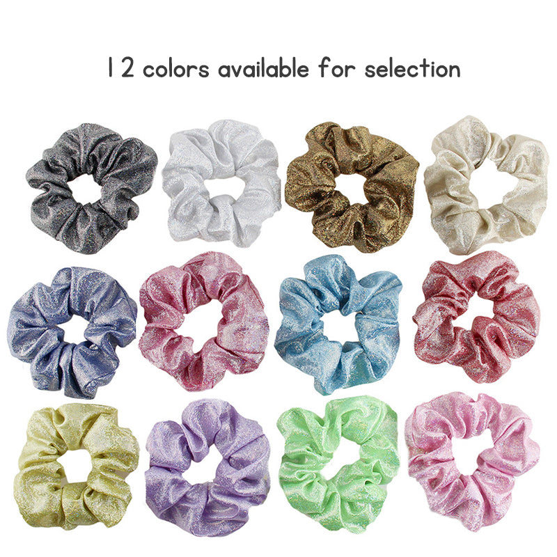 12 Colors Shiny Hair Ties Rainbow Hairbands Elastic Hair Ropes Big Elastic Bands for Women and Girls Hair Accessories