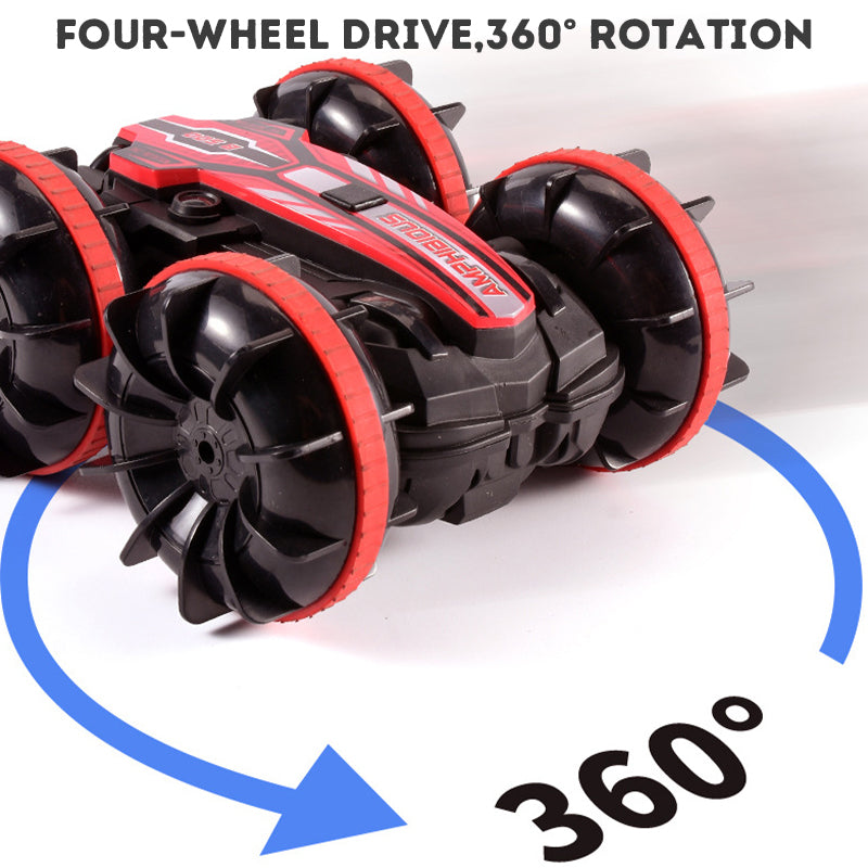 Kid's Remote Control Amphibious Stunt Vehicle 360 Degree Rotation Remote Control Car Toy Boys Birthday Gift