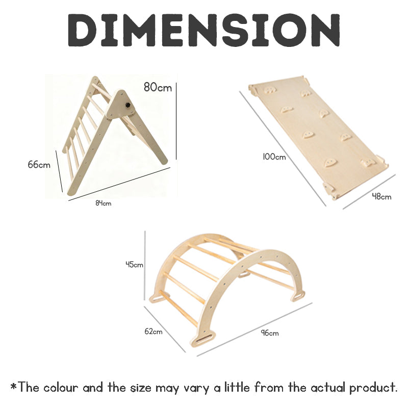 3-in-1 Wooden Climbing Frame for Kids – Indoor & Outdoor Playgym Set with Slide, Ladder & Arch
