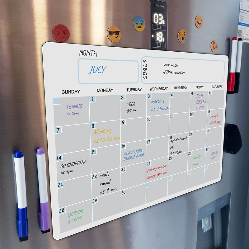 Magnetic A3 monthly schedule planner message board refrigerator magnet erasable 8 colors whiteboard markers whiteboard eraser