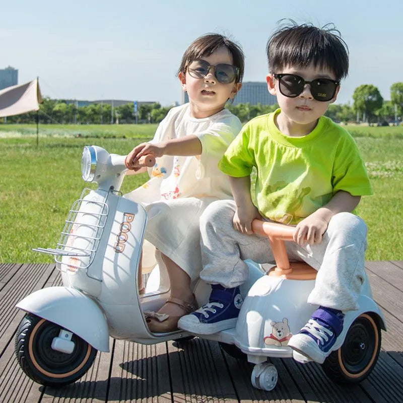 Rechargeable Electric Motorbike Tricycle for Kids – Ride-On Toy Vehicle with Music, Lights & Dual Seats