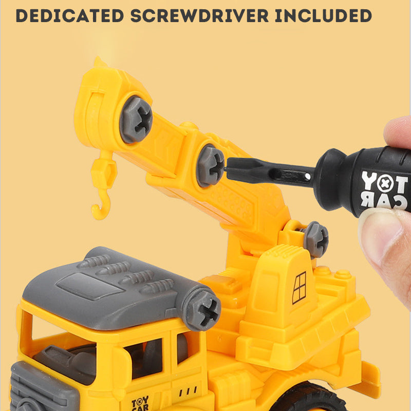 Children's Disassembly and Assembly Toy Car with Electric Screwdriver Screw Toy Engineering Vehicles Fire Trucks Police