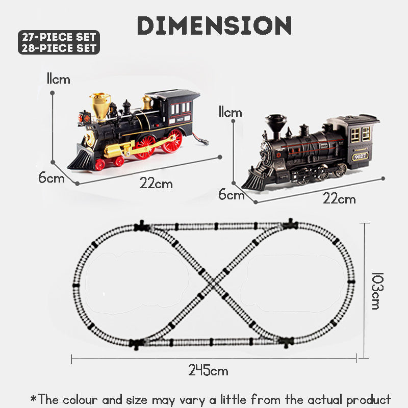 Electric Train Track Steam Spray Simulated Classical Railway Train Set Sound Light Train Toy