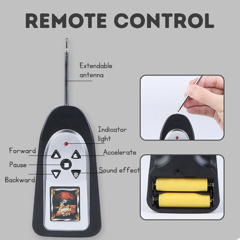 Children’s Remote Control Steam Train with Extra-Long Track – Electric Toy Train & Creative Building Kit