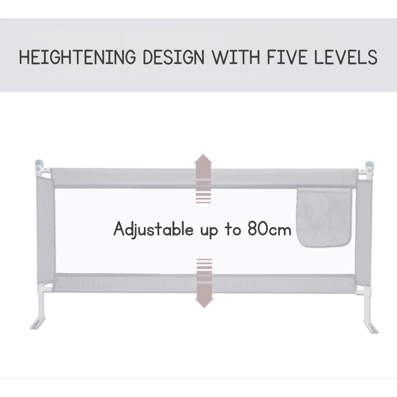 Baby Bed Safety Guardrail – Vertically Liftable Anti-Fall Fence with Double Button Lock | Adjustable Bed Rail for Toddlers