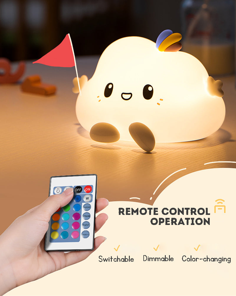 LED Silicone Night Light with Timer and Remote Control for Children's Bedroom Lamp