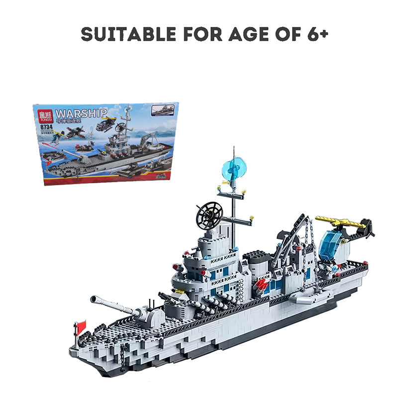 Military Battleship Building Block Set – Missile Destroyer Ship Model Kit for Kids & Adults | Creative STEM Toy Gift