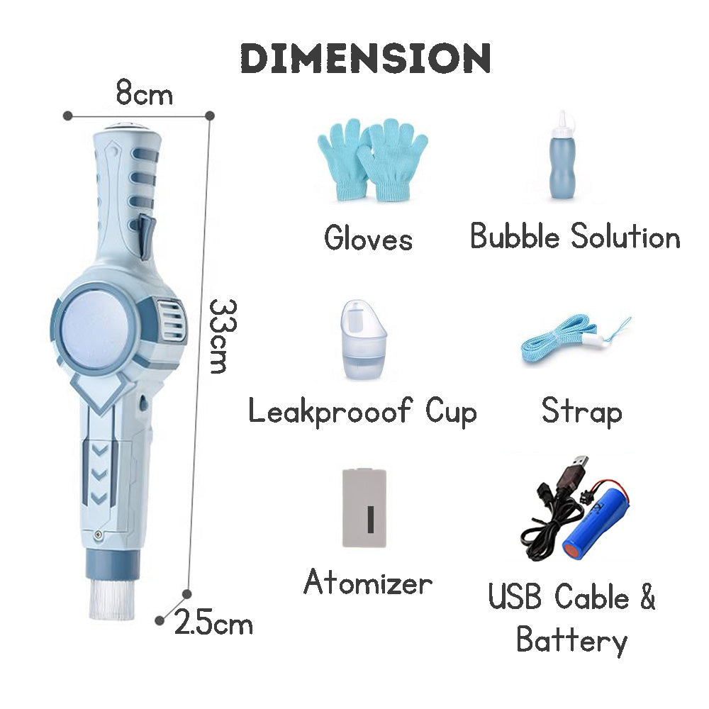 Innovative Rechargeable Bubble Toy with Smoke Bubble Machine, Fun & Safe Non-Toxic Elastic Bubbles and Hand Gloves