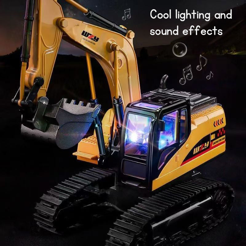 8-Channel Alloy Excavator Remote Control Toy – Rechargeable Wireless RC Digger Vehicle for Kids & Boys