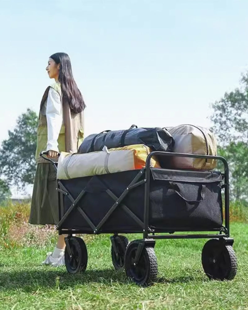 Collapsible Kids & Pets Wagon – Foldable Trolley with Telescopic Handle and Sunshade Canopy