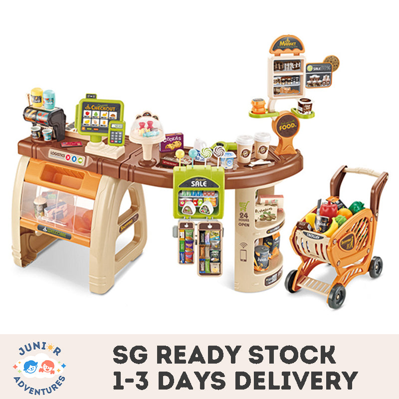Buy Shopping Cart & Cashier Ice Cream Stand Toy Set – Creative Pretend Play