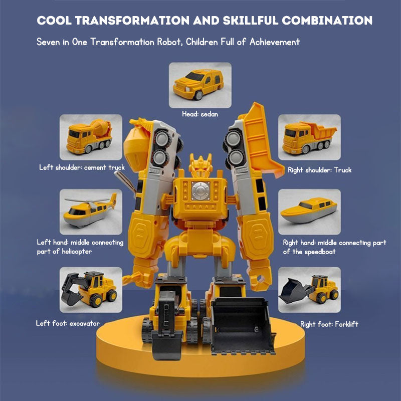 Magnetic Transformation Engineering Car Assembled Toy Deformation Robot Car Toy For Kids