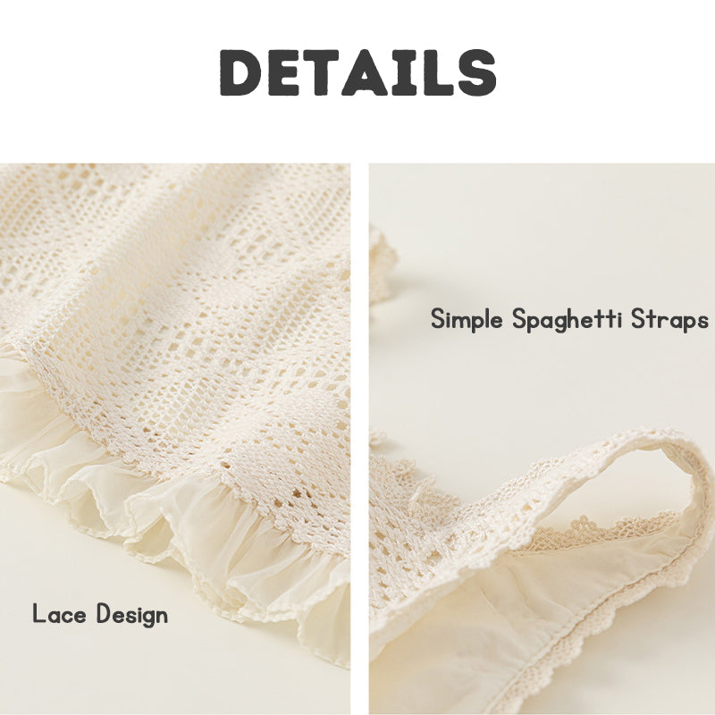 Girl Dress Kids Dress Girls Summer Dress Lace Hollow Out Spaghetti Strap Dress Sleeveless 1-5Y