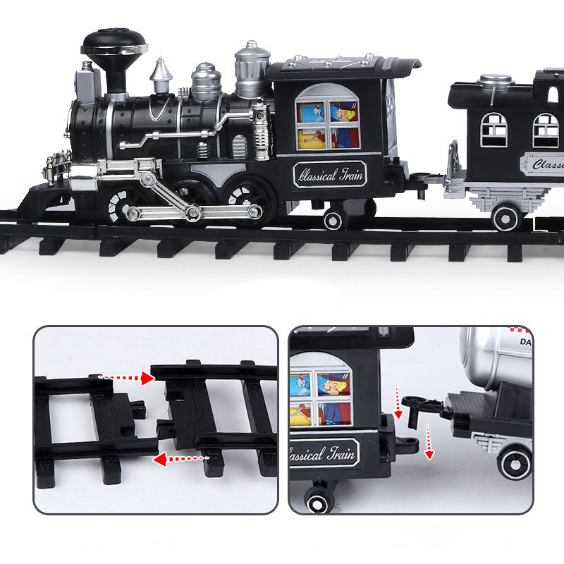 Children’s Remote Control Steam Train with Extra-Long Track – Electric Toy Train & Creative Building Kit