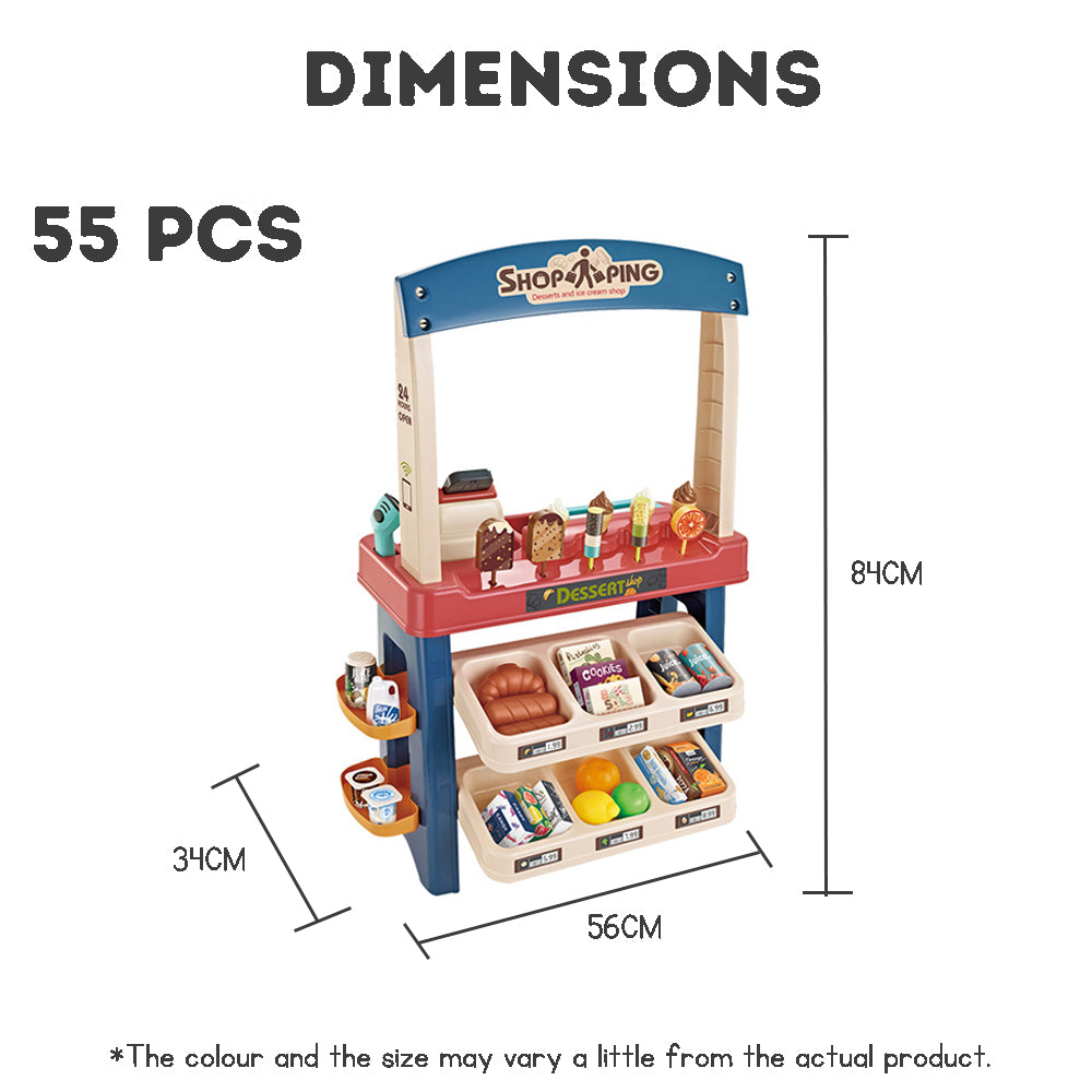 Buy Shopping Cart & Cashier Ice Cream Stand Toy Set – Creative Pretend Play