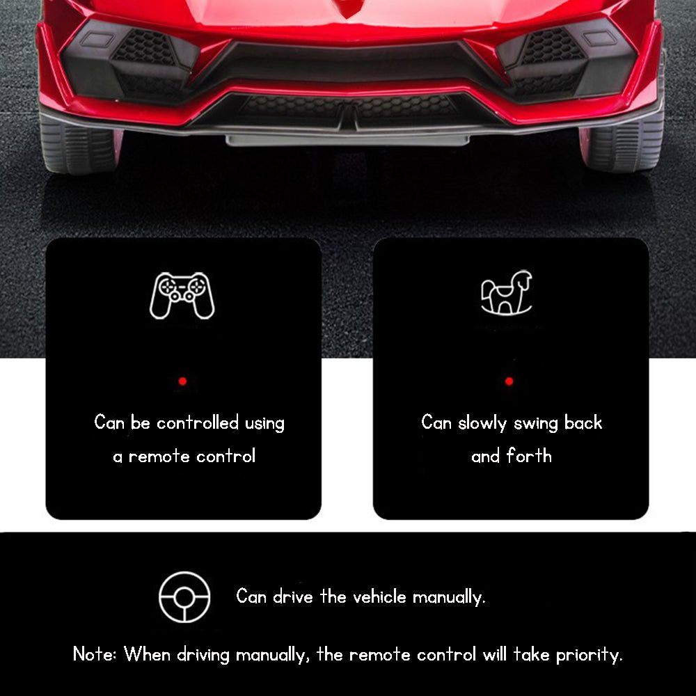Kids Electric Lamborghini Sports Car - Rechargeable, Remote Control, Music, Lights, Multifunctional Toy - Gift for Boys & Girls