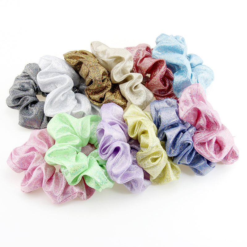 12 Colors Shiny Hair Ties Rainbow Hairbands Elastic Hair Ropes Big Elastic Bands for Women and Girls Hair Accessories