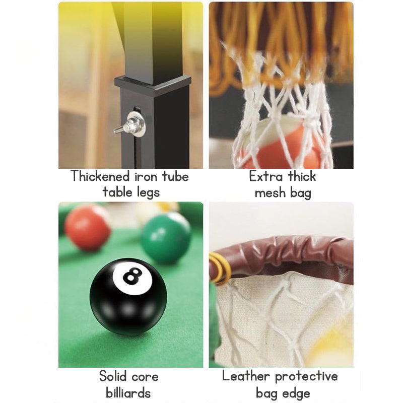 120cm Kids Folding Mini Pool Table - Height Adjustable Billiard Game Set with Cues, Intellectual Toy for Children