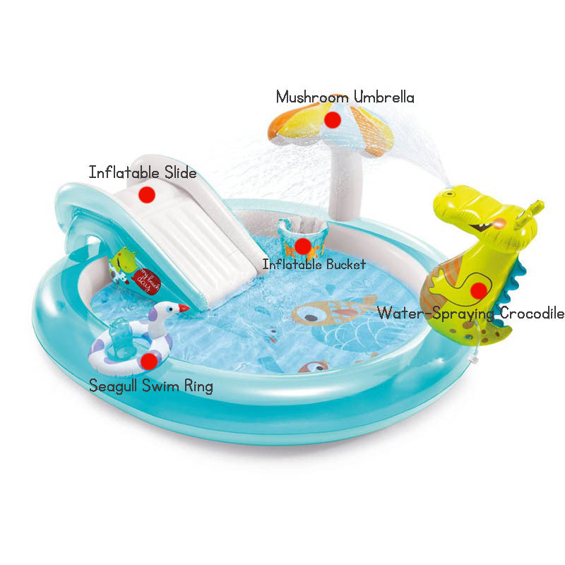 Unicorn Rainbow Canopy Inflatable Pool for Kids – Summer Fun Baby & Toddler Wading Pool