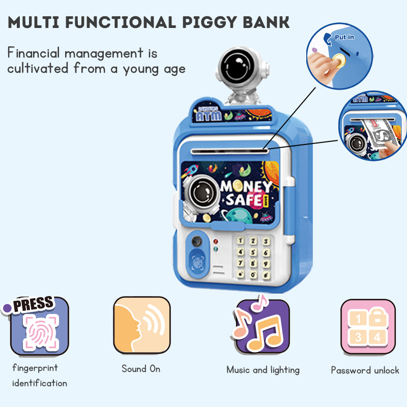 ATM Bank Savings Box Fingerprint Money Savings Box Coin Machine Children's Multi functional Safe Box