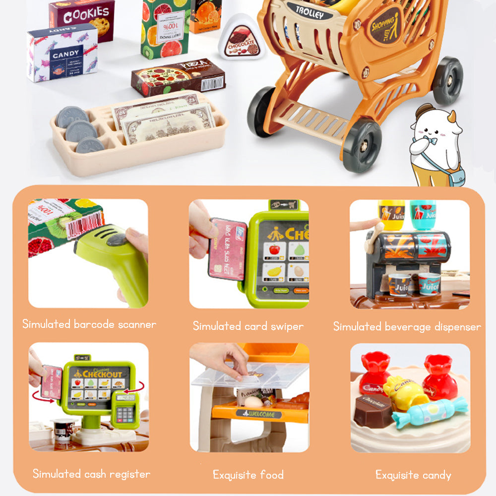 Buy Shopping Cart & Cashier Ice Cream Stand Toy Set – Creative Pretend Play