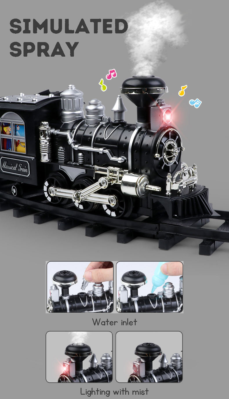 Children’s Remote Control Steam Train with Extra-Long Track – Electric Toy Train & Creative Building Kit