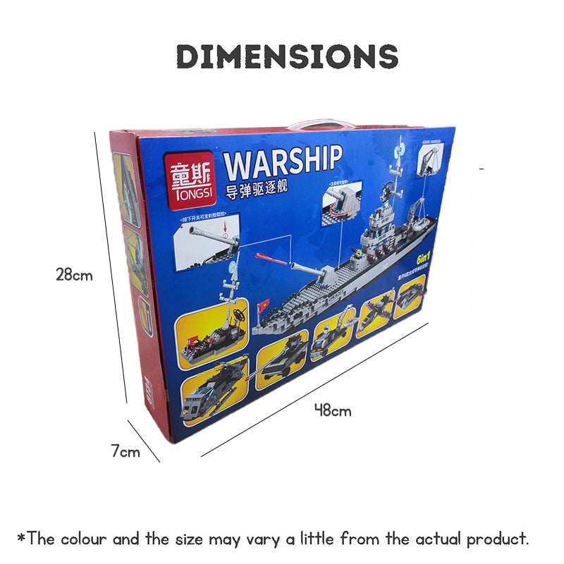 Military Battleship Building Block Set – Missile Destroyer Ship Model Kit for Kids & Adults | Creative STEM Toy Gift