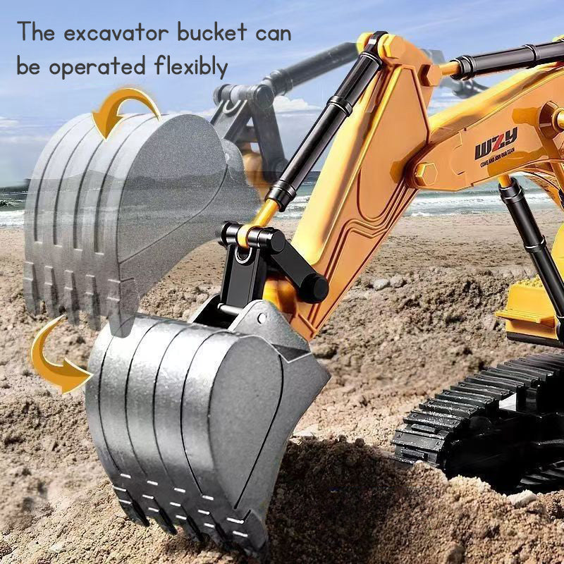 8-Channel Alloy Excavator Remote Control Toy – Rechargeable Wireless RC Digger Vehicle for Kids & Boys