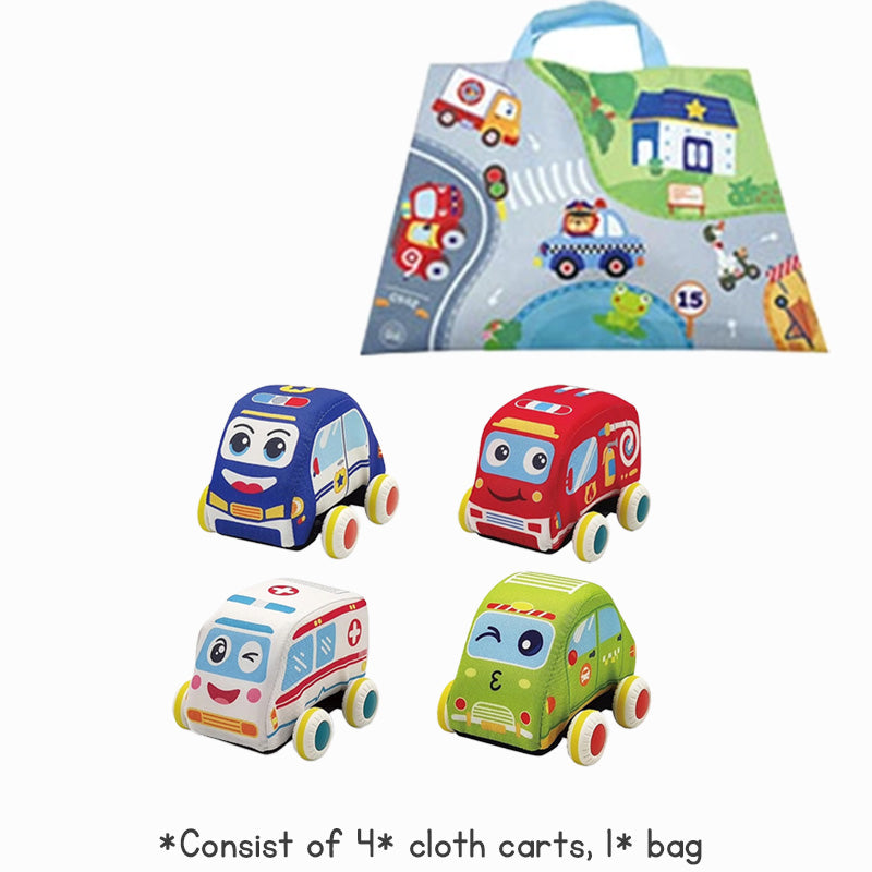 Baby toys Children's early education educational toys portable detachable baby cartoon cloth toy car set