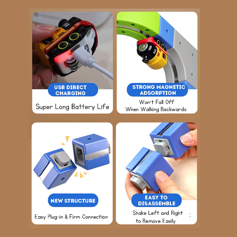 Kid's Magnetic Tiles Track  Electric Train Track Toy  Free Assembly Building Blocks Set Kid's Birthday Gift