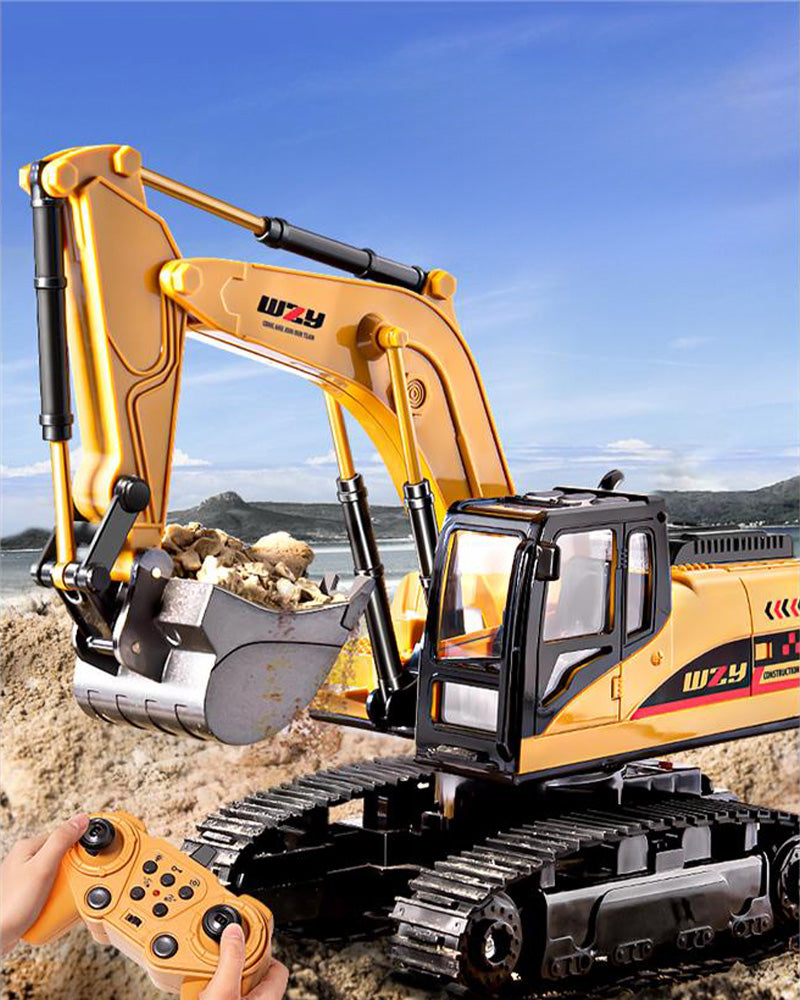 8-Channel Alloy Excavator Remote Control Toy – Rechargeable Wireless RC Digger Vehicle for Kids & Boys