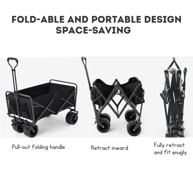 Collapsible Kids & Pets Wagon – Foldable Trolley with Telescopic Handle and Sunshade Canopy