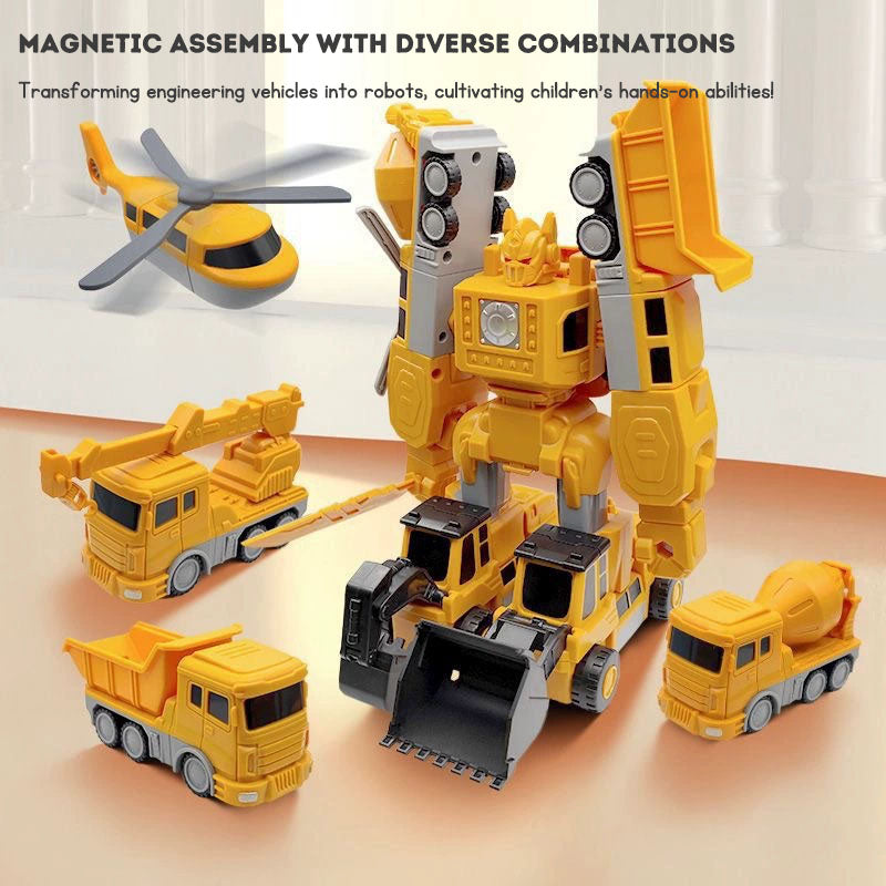 Magnetic Transformation Engineering Car Assembled Toy Deformation Robot Car Toy For Kids