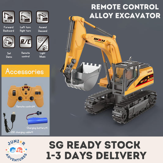 8-Channel Alloy Excavator Remote Control Toy – Rechargeable Wireless RC Digger Vehicle for Kids & Boys