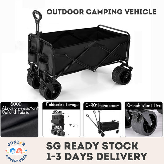 Collapsible Kids & Pets Wagon – Foldable Trolley with Telescopic Handle and Sunshade Canopy