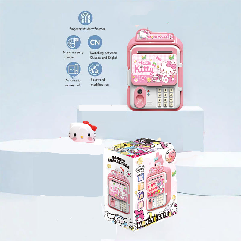 ATM Bank Savings Box Fingerprint Money Savings Box Coin Machine Children's Multi functional Safe Box