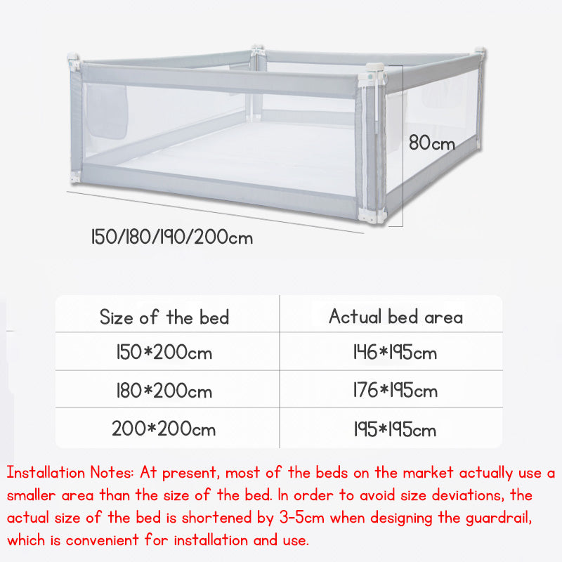 Baby Bed Safety Guardrail – Vertically Liftable Anti-Fall Fence with Double Button Lock | Adjustable Bed Rail for Toddlers