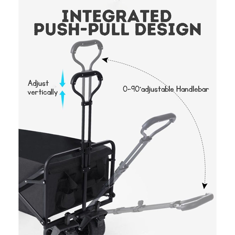 Collapsible Kids & Pets Wagon – Foldable Trolley with Telescopic Handle and Sunshade Canopy
