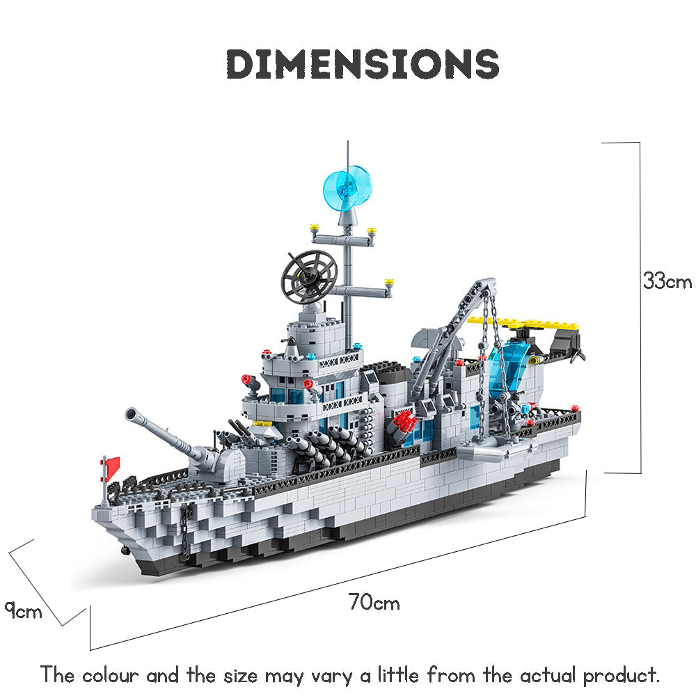 Military Battleship Building Block Set – Missile Destroyer Ship Model Kit for Kids & Adults | Creative STEM Toy Gift