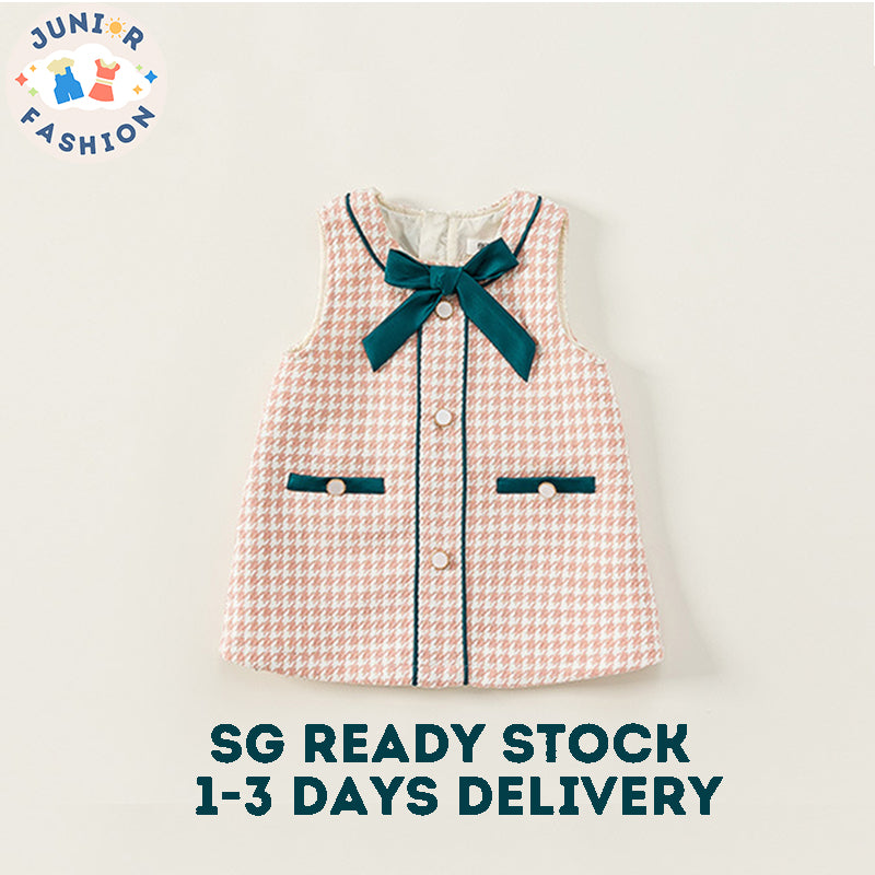 Kid's Polyester Sleeveless Dress Summer Butterfly Bow Dress 1-5Years Old