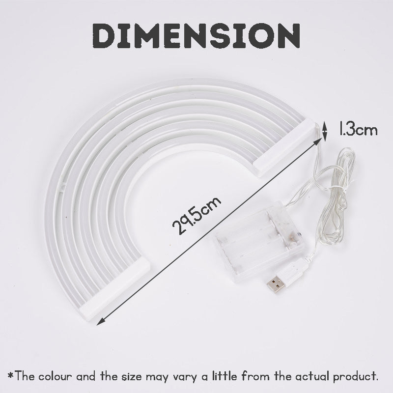 LED Rainbow Neon Light Wall Hanging – Battery & USB Dual-Use Night Light, Creative Christmas Holiday Decoration for Home & Net Celebrity Room Arrangement