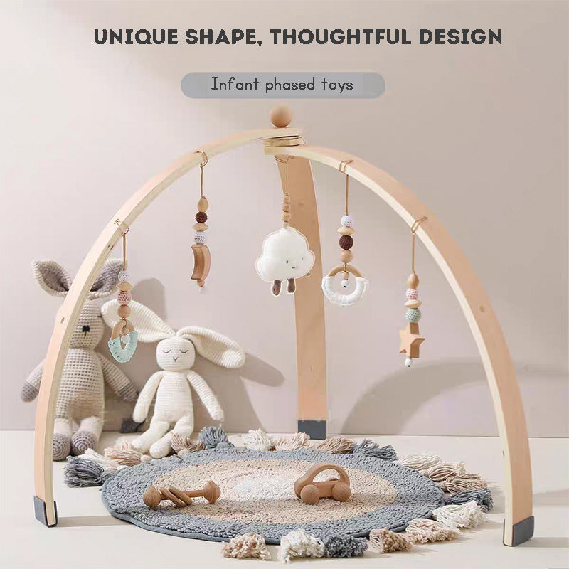 Baby Grip Toy Wooden Triangle Fitness Stand Newborn Sports Fitness Stand Baby Wooden Toy