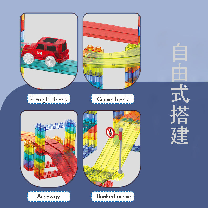 Magnetic Building Blocks Train Track Set – Colorful Electric Vehicle Construction Toy for Kids | Educational STEM Play Set