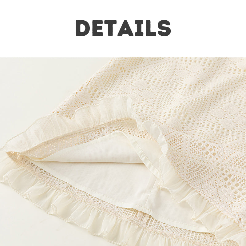 Girl Dress Kids Dress Girls Summer Dress Lace Hollow Out Spaghetti Strap Dress Sleeveless 1-5Y