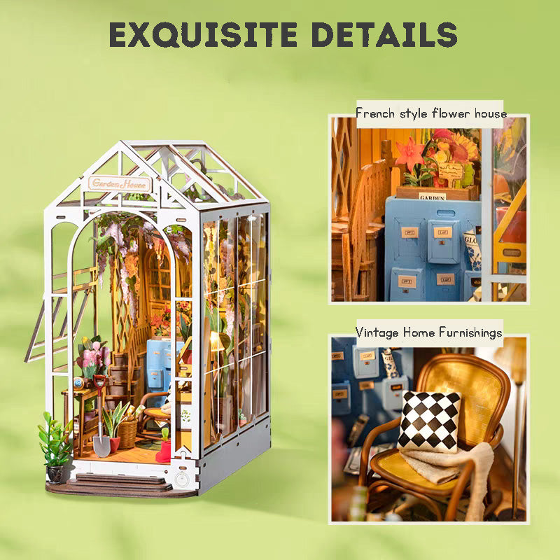 DIY Wooden Puzzle Miniature house Doll house 3D Book Nook Shelf Hand Made Toy