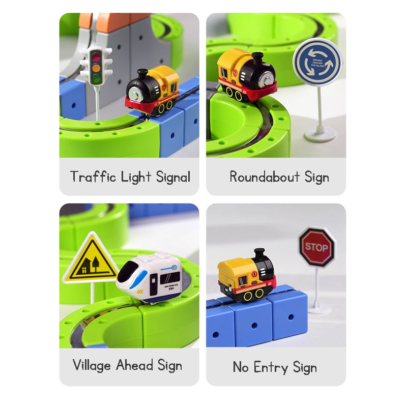 Kid's Magnetic Tiles Track  Electric Train Track Toy  Free Assembly Building Blocks Set Kid's Birthday Gift